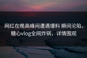 网红在晚高峰间遭遇爆料 瞬间沦陷，糖心vlog全网炸锅，详情围观