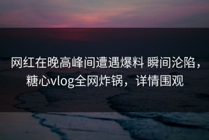 网红在晚高峰间遭遇爆料 瞬间沦陷，糖心vlog全网炸锅，详情围观