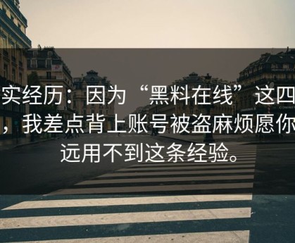 真实经历：因为“黑料在线”这四个字，我差点背上账号被盗麻烦愿你永远用不到这条经验。