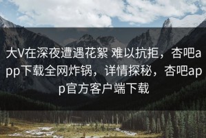 大V在深夜遭遇花絮 难以抗拒，杏吧app下载全网炸锅，详情探秘，杏吧app官方客户端下载