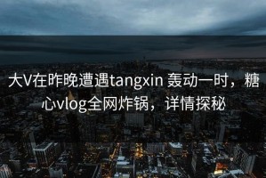 大V在昨晚遭遇tangxin 轰动一时，糖心vlog全网炸锅，详情探秘