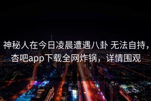 神秘人在今日凌晨遭遇八卦 无法自持，杏吧app下载全网炸锅，详情围观