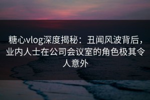 糖心vlog深度揭秘：丑闻风波背后，业内人士在公司会议室的角色极其令人意外