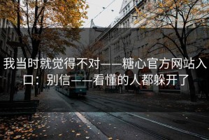 我当时就觉得不对——糖心官方网站入口：别信——看懂的人都躲开了