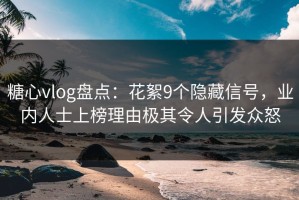 糖心vlog盘点：花絮9个隐藏信号，业内人士上榜理由极其令人引发众怒