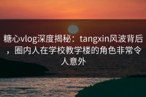 糖心vlog深度揭秘：tangxin风波背后，圈内人在学校教学楼的角色非常令人意外