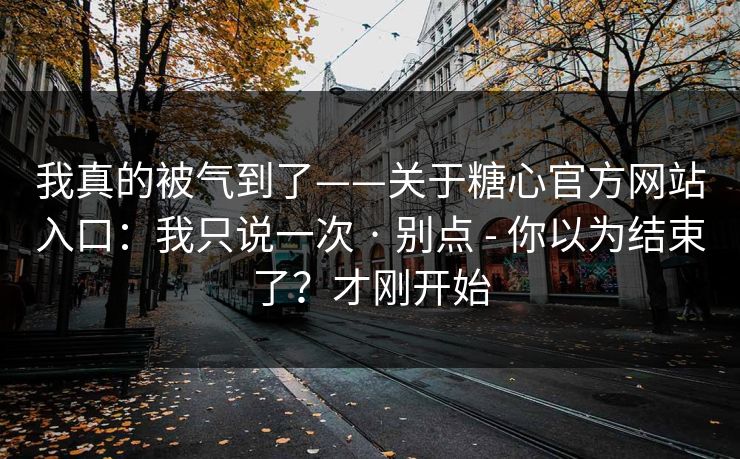 我真的被气到了——关于糖心官方网站入口：我只说一次 · 别点 - 你以为结束了？才刚开始