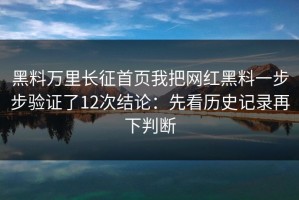 黑料万里长征首页我把网红黑料一步步验证了12次结论：先看历史记录再下判断
