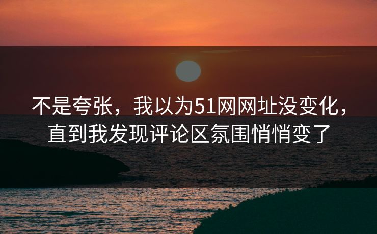 不是夸张，我以为51网网址没变化，直到我发现评论区氛围悄悄变了