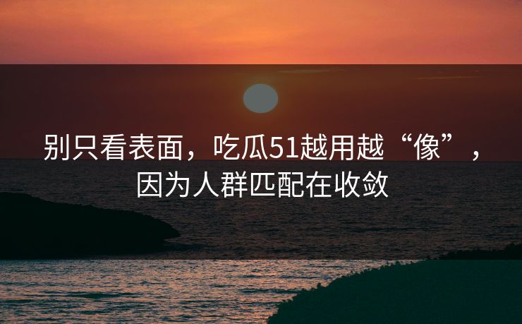 别只看表面，吃瓜51越用越“像”，因为人群匹配在收敛